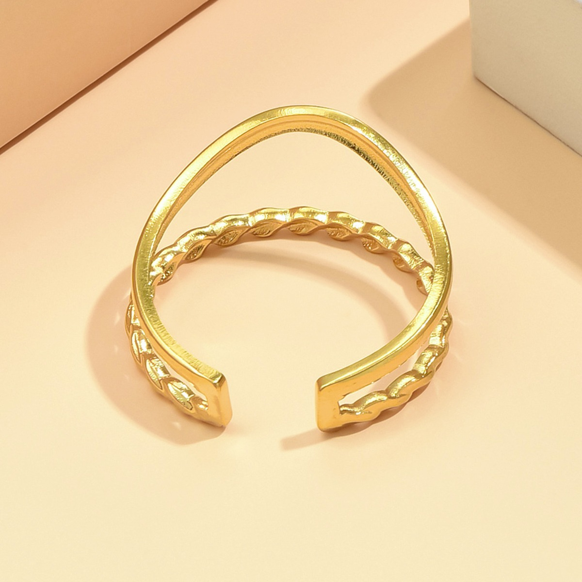 Bohemian Style Double Opening Ring, 304 Stainless Steel